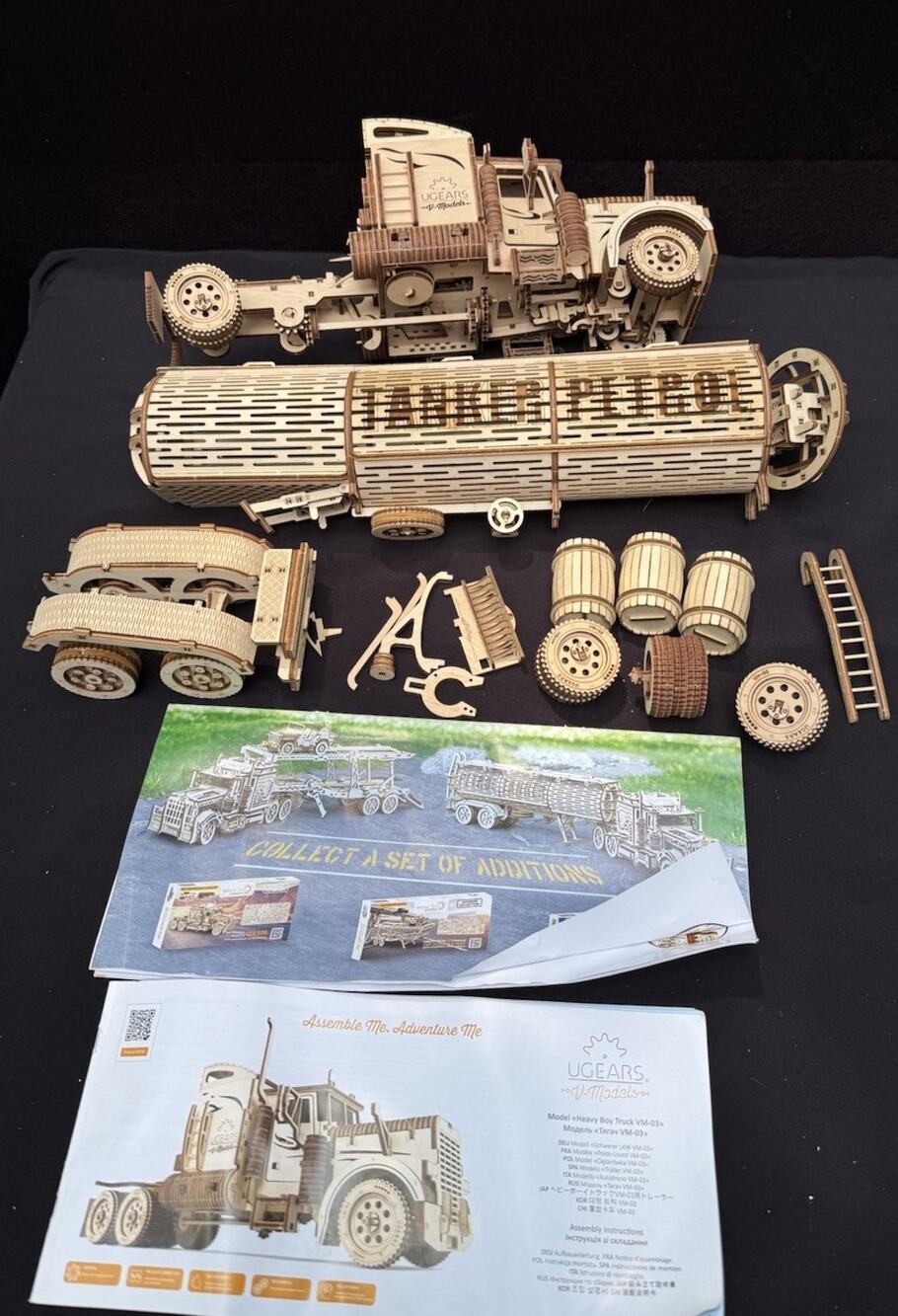 Mechanical UGEARS wooden 3D Model Big Rig & Tank Trailer Used